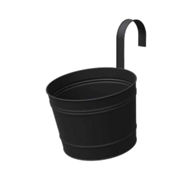 Panacea Panacea 10.5 in. H X 8 in. D Metal Over The Rail Planter Black 81065 - main